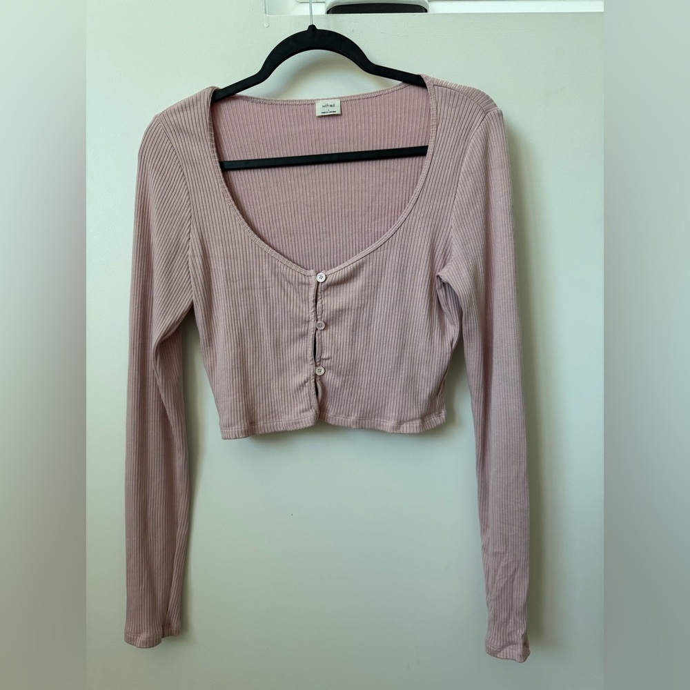 Aritzia Wilfred pink long sleeve top Size L